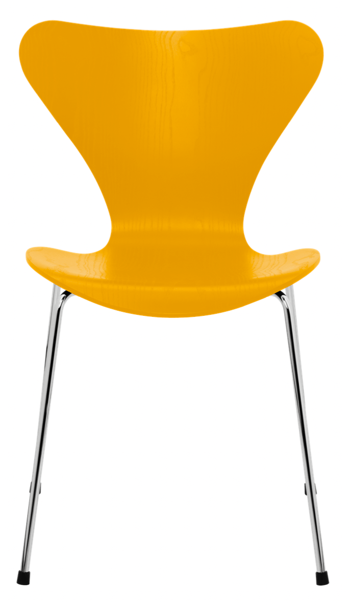 Series 7 - Colored Ash - Fritz Hansen - Chairs - True Yellow - Chromed Steel - HORNE