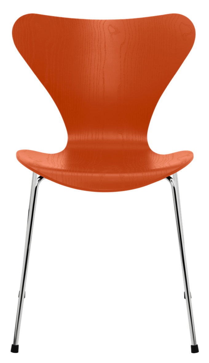 Series 7 - Colored Ash - Fritz Hansen - Chairs - Paradise Orange - Chromed Steel - HORNE
