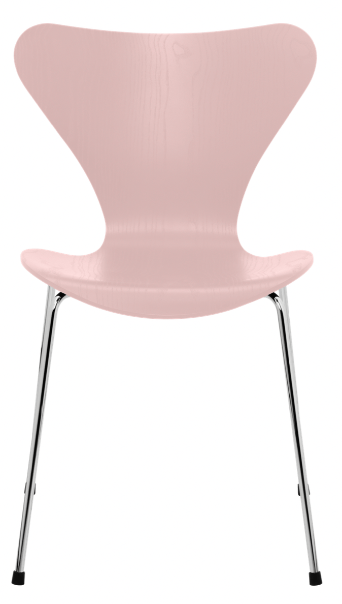Series 7 - Colored Ash - Fritz Hansen - Chairs - Pale Rose - Chromed Steel - HORNE