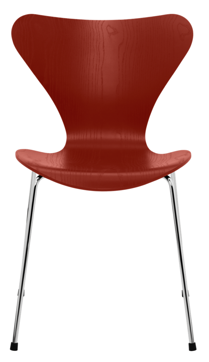 Series 7 - Colored Ash - Fritz Hansen - Chairs - Venetian Red - Chromed Steel - HORNE