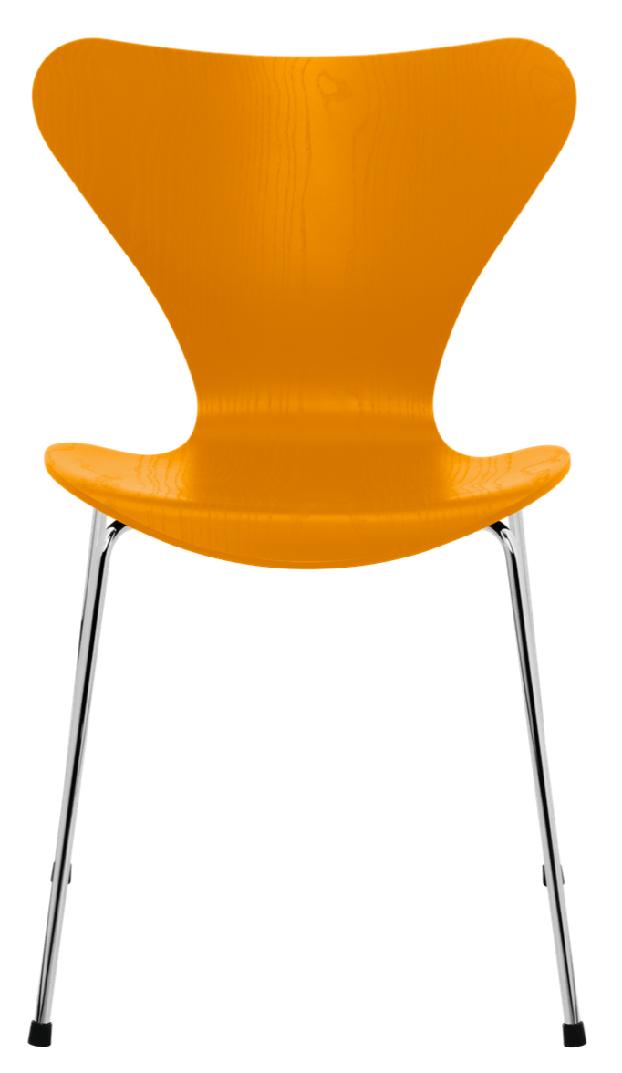 Series 7 - Colored Ash - Fritz Hansen - Chairs - Burnt Yellow - Chromed Steel - HORNE