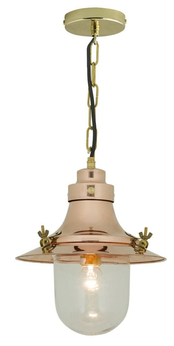 Ship's Small Deck Light Pendant - Davey Lighting - Pendants - Polished Copper, Clear Glass - HORNE