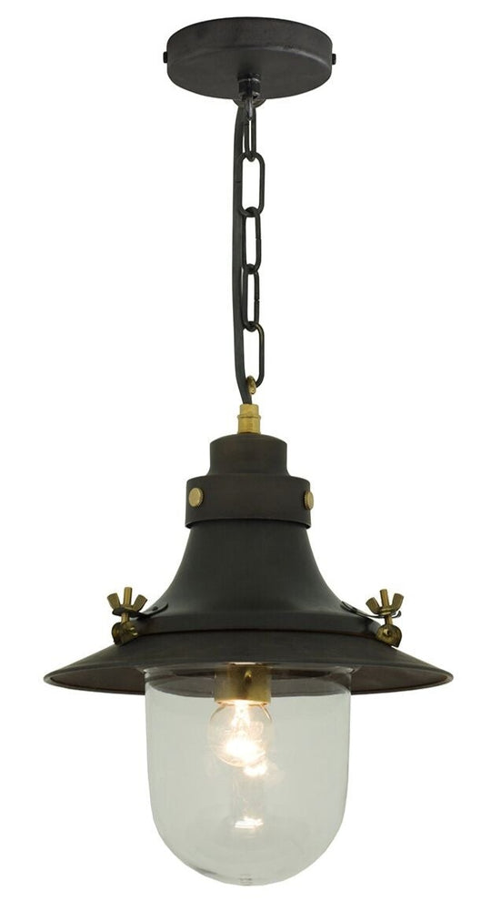 Ship's Small Deck Light Pendant - Davey Lighting - Pendants - Weathered Brass, Clear Glass - HORNE