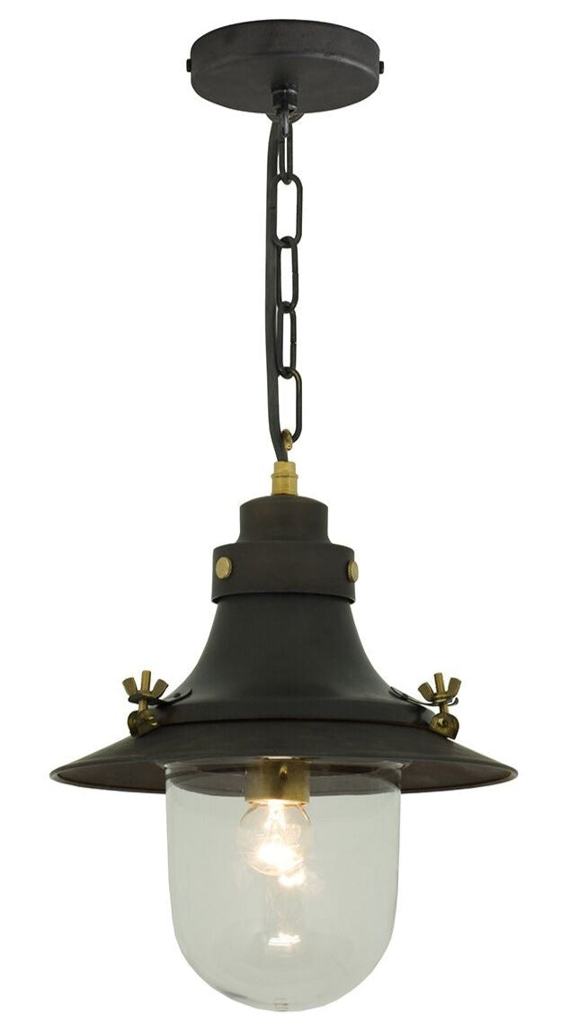 Ship's Small Deck Light Pendant - Davey Lighting - Pendants - Weathered Brass, Clear Glass - HORNE