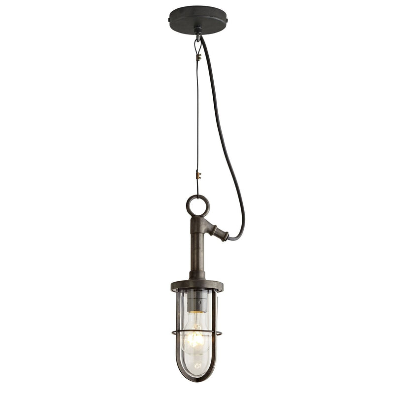 Ship's Well Glass Pendant 7524 - Weathered Brass - Davey Lighting - Outdoor Lights - Clear - HORNE