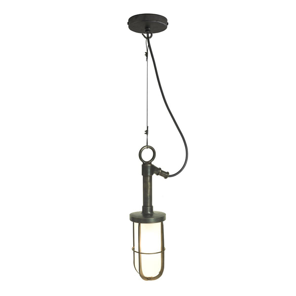 Ship's Well Glass Pendant 7524 - Weathered Brass - Davey Lighting - Outdoor Lights - Frosted - HORNE