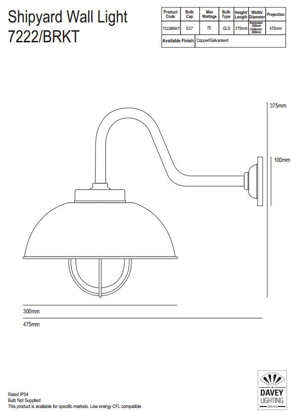 Shipyard Wall Light - Davey Lighting - Outdoor Lights - Galvanized Steel, Clear Glass - HORNE