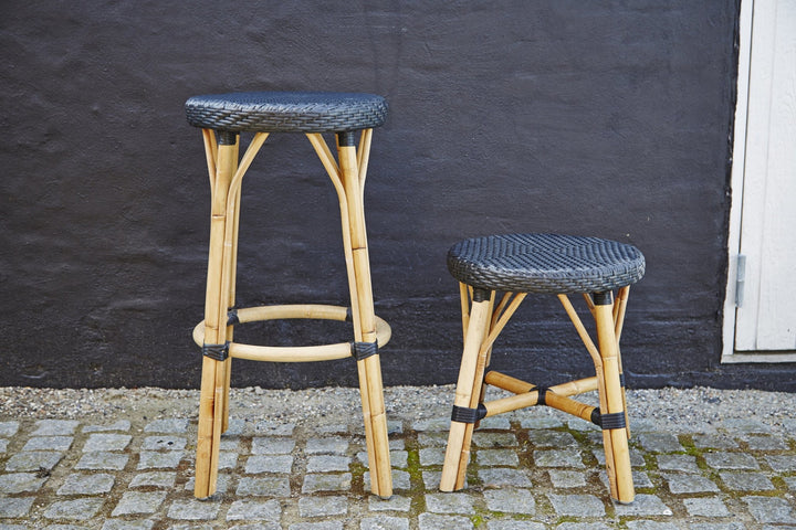 Simone Rattan Bar Stool - Sika Design - Stools + Benches + Ottomans - White / Cappuccino Dots - HORNE