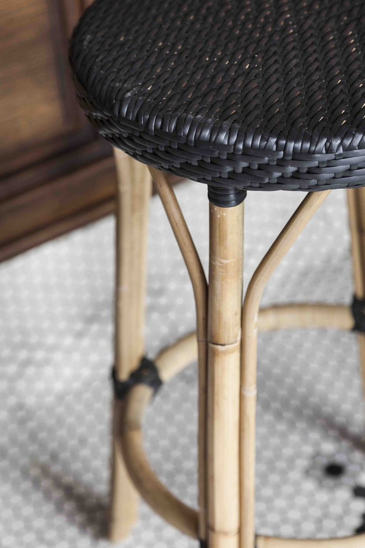 Simone Rattan Bar Stool - Sika Design - Stools + Benches + Ottomans - White / Cappuccino Dots - HORNE