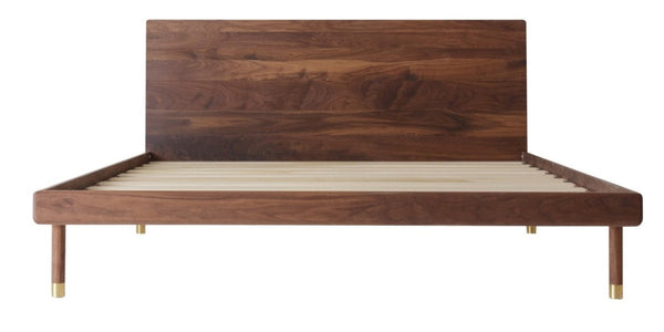 Simple Bed - Walnut - Kalon Studios - Beds - Twin - Without Headboard - Brass - HORNE