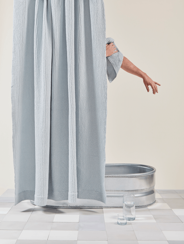 Simple Waffle Shower Curtain - Hawkins New York - Bath - White - HORNE