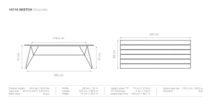 SKETCH Outdoor Dining Table - HOUE - Outdoor Furniture - 35" x 86.6" - HORNE