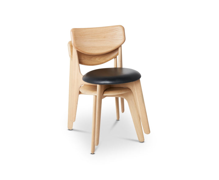 Slab Dining Chair - Tom Dixon - Chairs - Natural Oak - Black Leather - HORNE