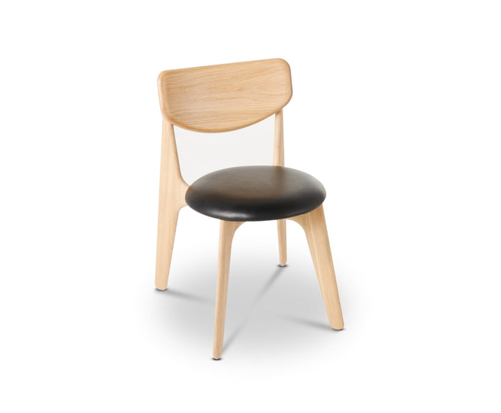 Slab Dining Chair - Tom Dixon - Chairs - Natural Oak - Black Leather - HORNE
