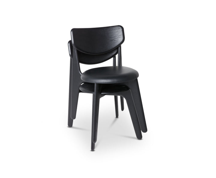 Slab Dining Chair - Tom Dixon - Chairs - Natural Oak - Black Leather - HORNE