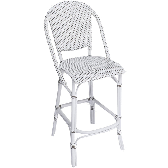 Sofie Bar Stool AluRattan - Sika Design - Stools + Benches + Ottomans - White - White / Cappuccino Dots - HORNE