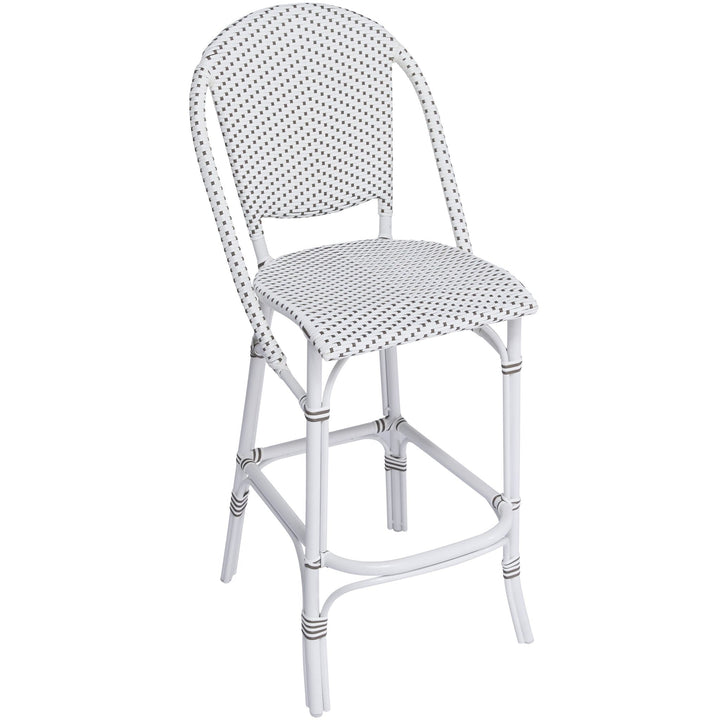 Sofie Bar Stool AluRattan - Sika Design - Stools + Benches + Ottomans - White - White / Cappuccino Dots - HORNE