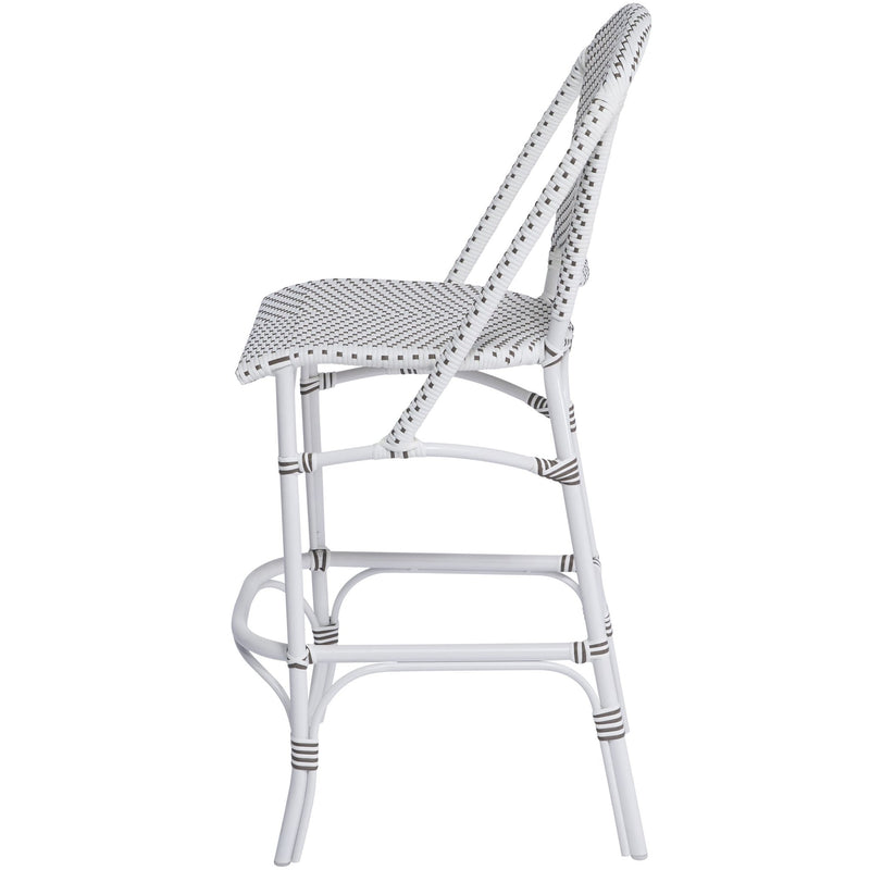 Sofie Bar Stool AluRattan - Sika Design - Stools + Benches + Ottomans - White - White / Cappuccino Dots - HORNE