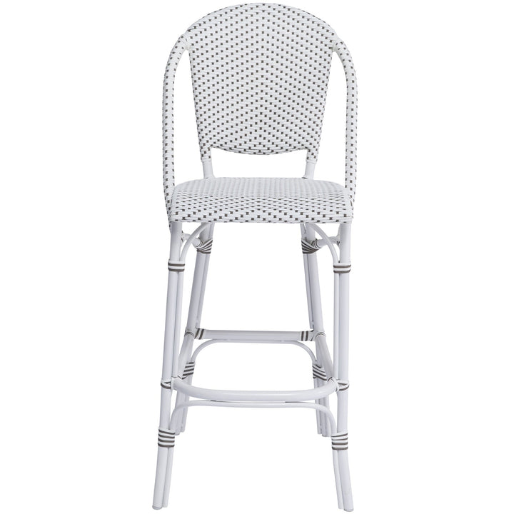 Sofie Bar Stool AluRattan - Sika Design - Stools + Benches + Ottomans - White - White / Cappuccino Dots - HORNE