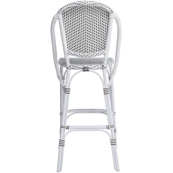 Sofie Bar Stool AluRattan - Sika Design - Stools + Benches + Ottomans - White - White / Cappuccino Dots - HORNE