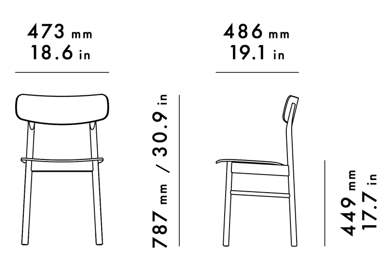 woud Soma Dining Chair w/ Leather - Woud - Chairs - Black Painted Ash w/ Black Leather Seat - HORNE