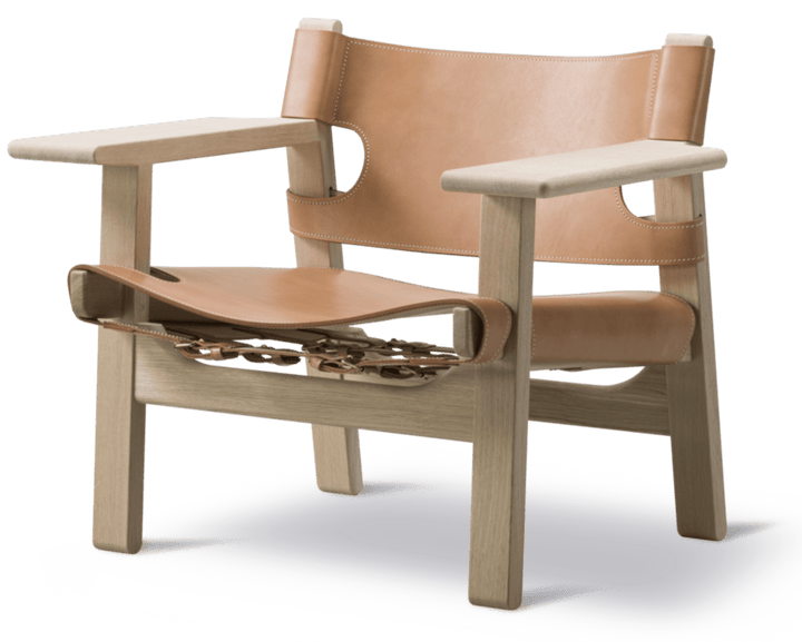 Spanish Chair - Fredericia - Chairs - Natural Saddle Leather/Soaped Oak - HORNE