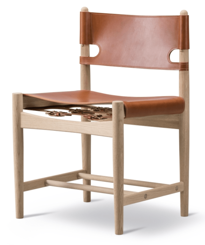 Spanish Dining Chair - Fredericia - Chairs - Cognac Leather/Soaped Oak - HORNE