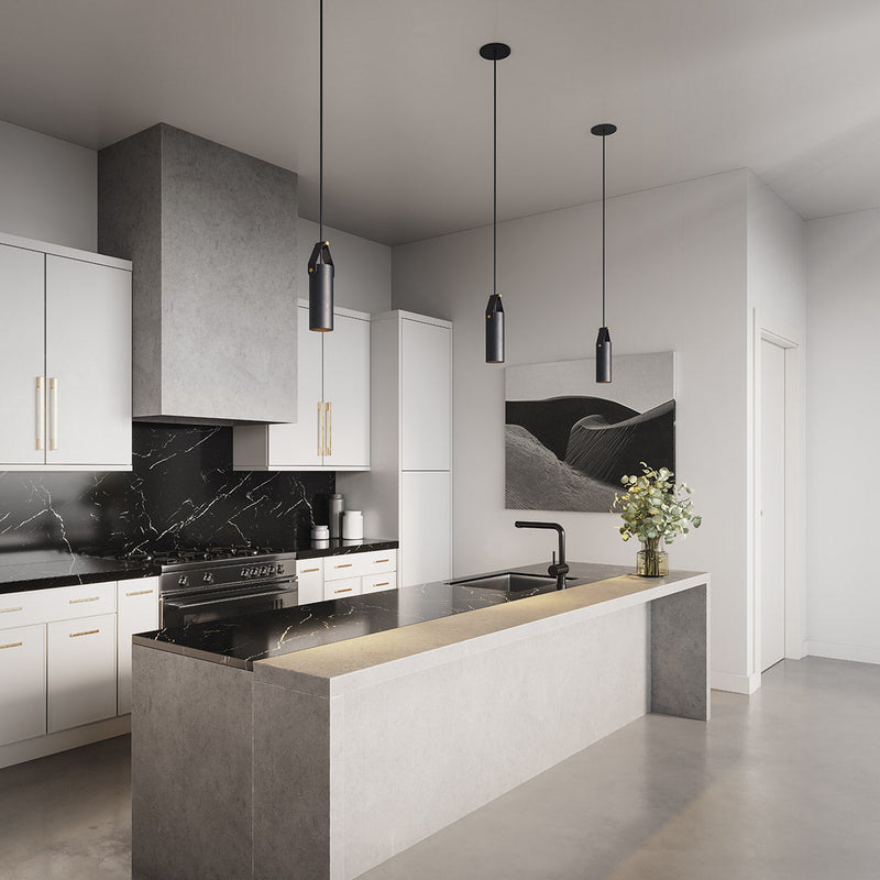 Spero Pendant - Cerno - Pendants - Black with Black Leather - No Bulb Included - E26 Medium Base Socket - HORNE