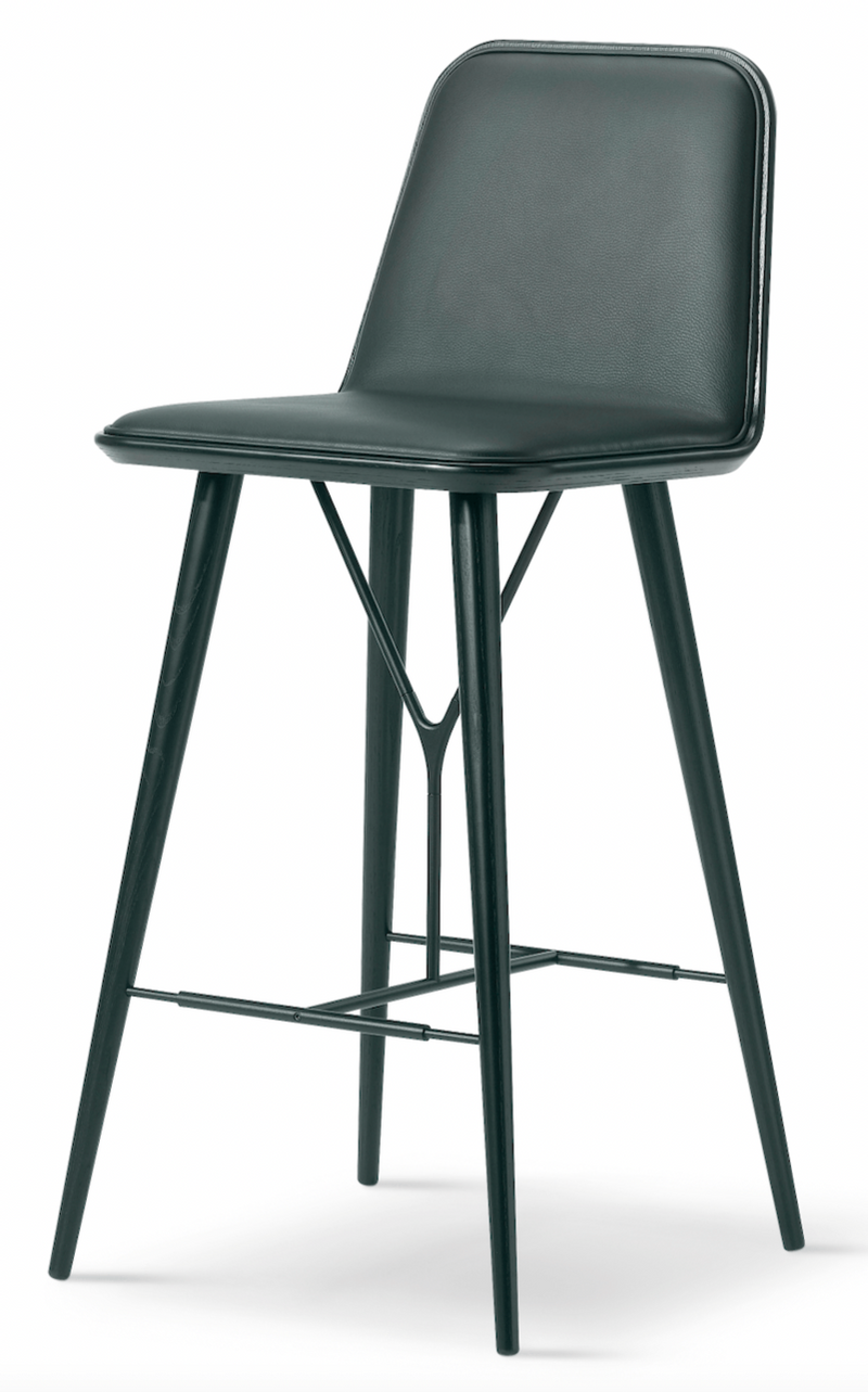 Spine Wood Base Barstool - Black Lacquered Oak - Fredericia - Stools + Benches + Ottomans - Counter Height - Primo 88 - HORNE