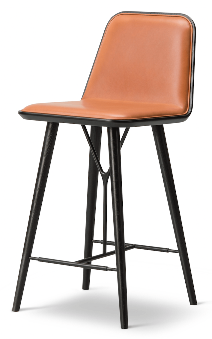 Spine Wood Base Barstool - Black Lacquered Oak - Fredericia - Stools + Benches + Ottomans - Counter Height - Primo 88 - HORNE