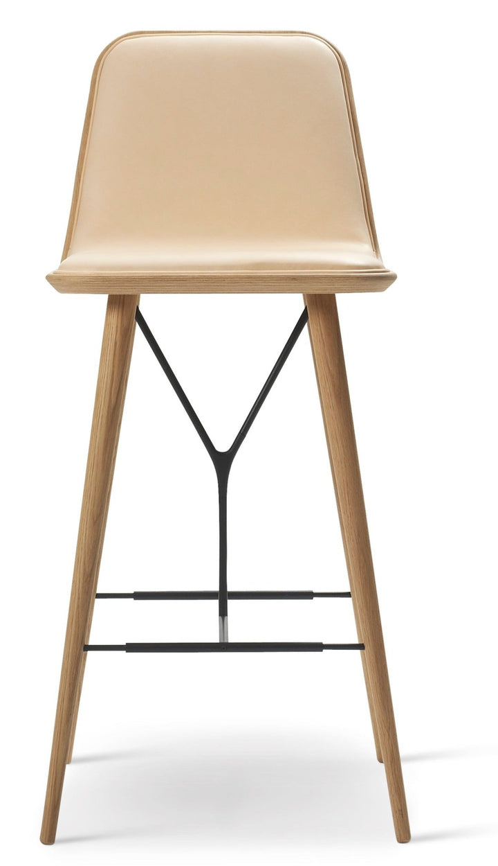 Spine Wood Base Barstool - Lacquered Oak - Fredericia - Stools + Benches + Ottomans - Counter Height - Vegetal 90 - HORNE