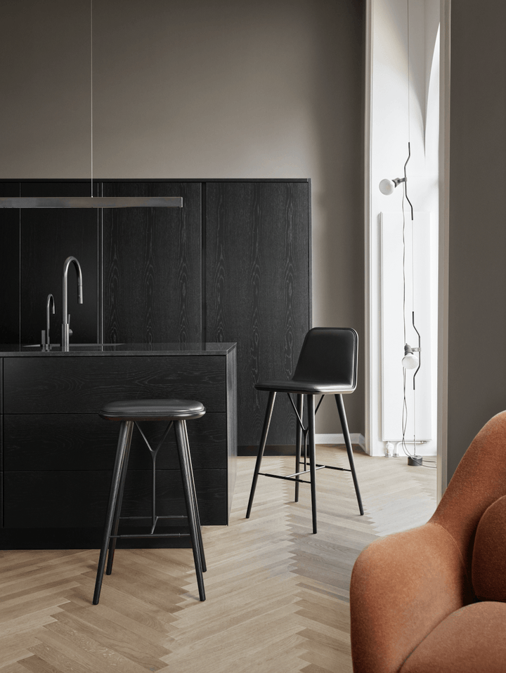 Spine Wood Base Stool - Black Lacquered Oak - Fredericia - Stools + Benches + Ottomans - Bar Height - Primo 88 - HORNE