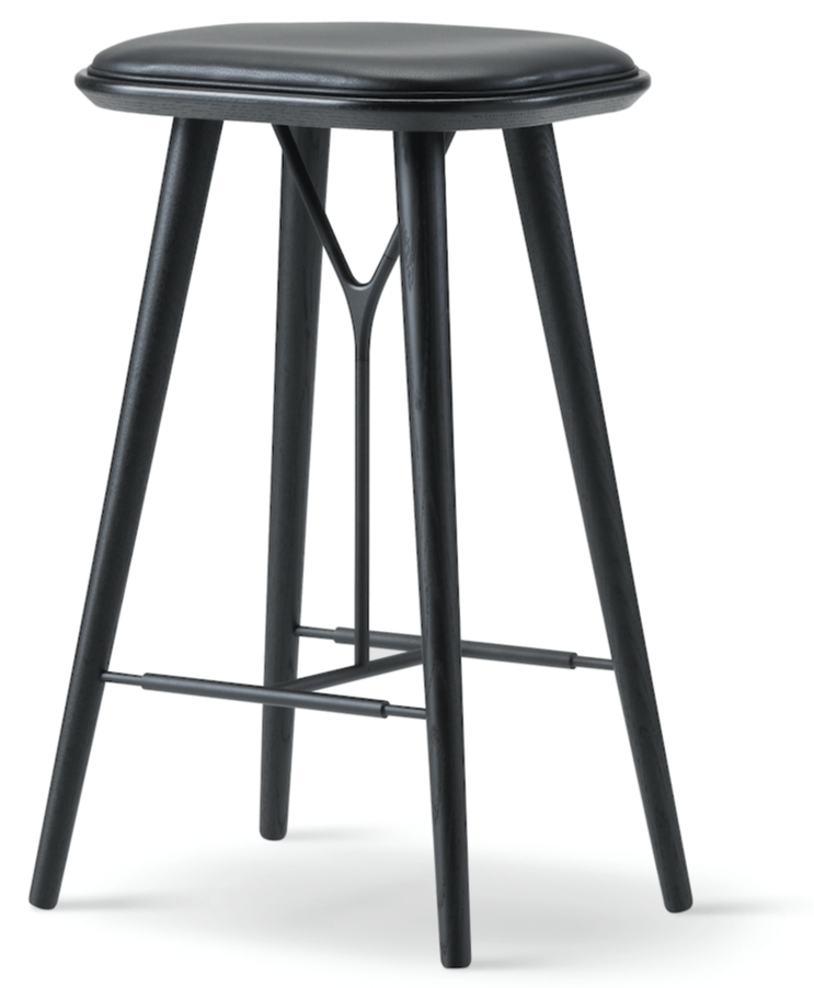 Spine Wood Base Stool - Black Lacquered Oak - Fredericia - Stools + Benches + Ottomans - Counter Height - Primo 88 - HORNE