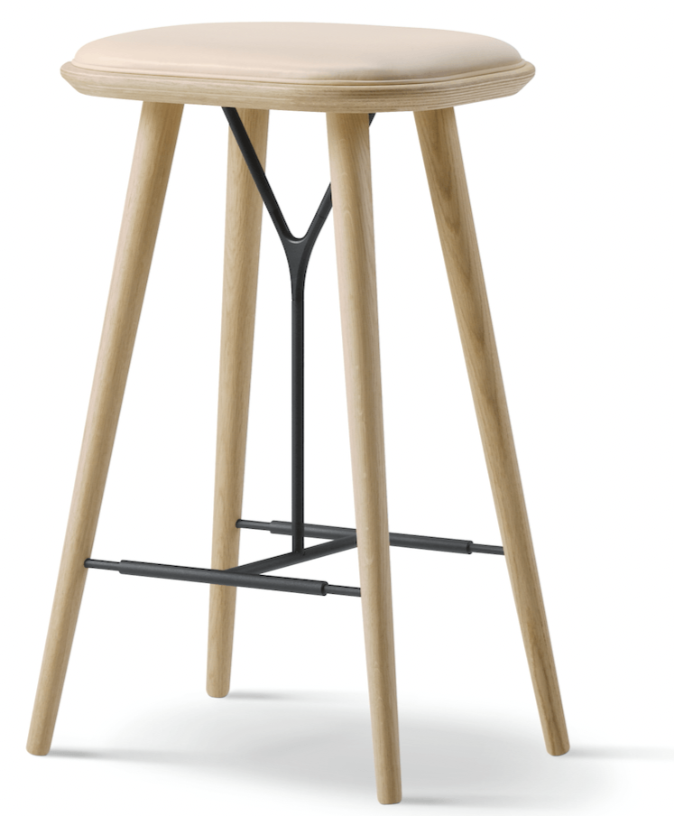 Spine Wood Base Stool - Lacquered Oak - Fredericia - Stools + Benches + Ottomans - Counter Height - Vegeta 90 - HORNE