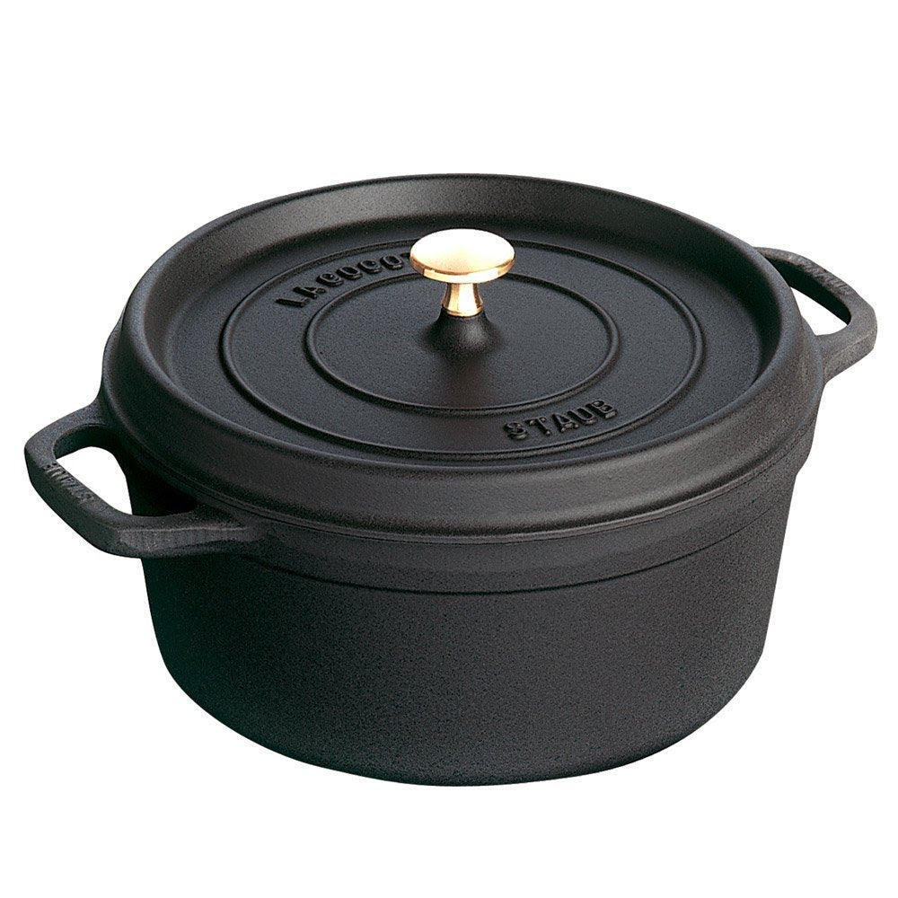 Cast Iron Round Dutch Oven Staub Black Matte 1.25 Qt