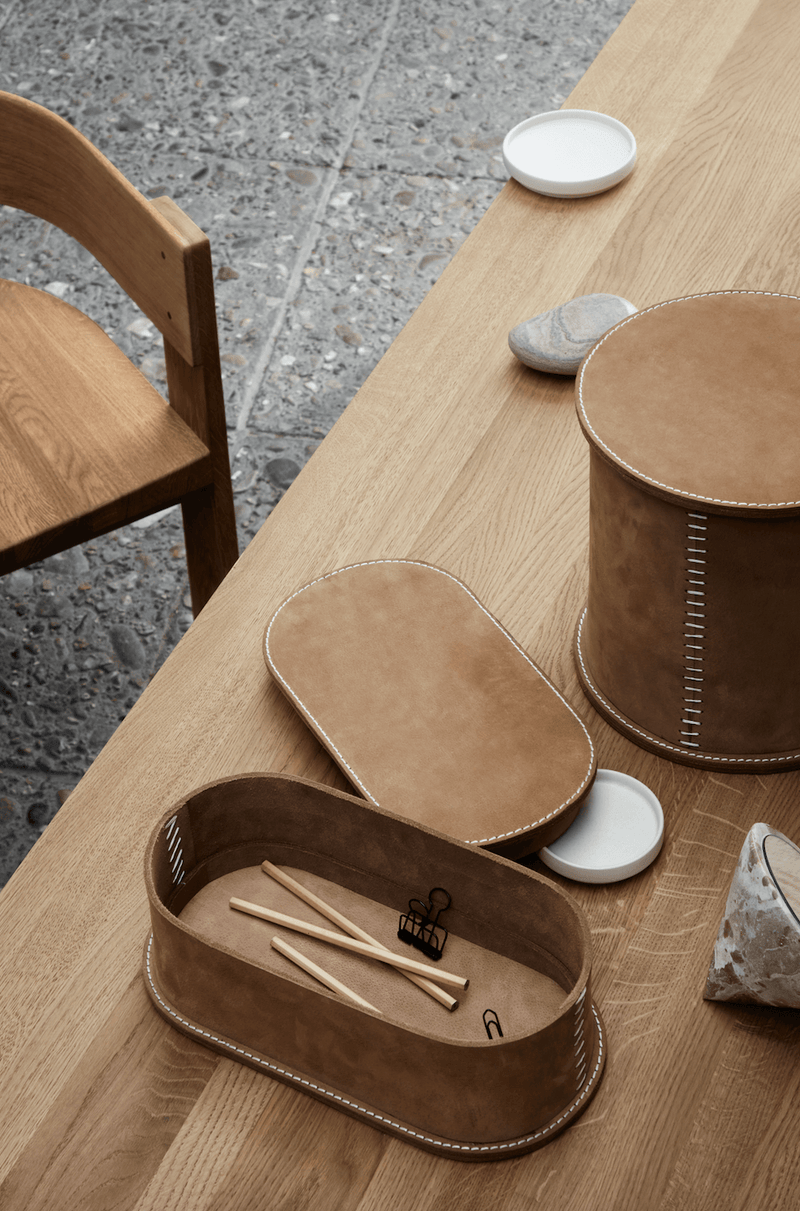 Stitched Leather Box - Kristina Dam - Office Accessories - Small - HORNE