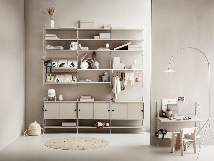 String Kids Room Shelving/Desk - Unit A - String Furniture - Shelving - Walnut/White - HORNE