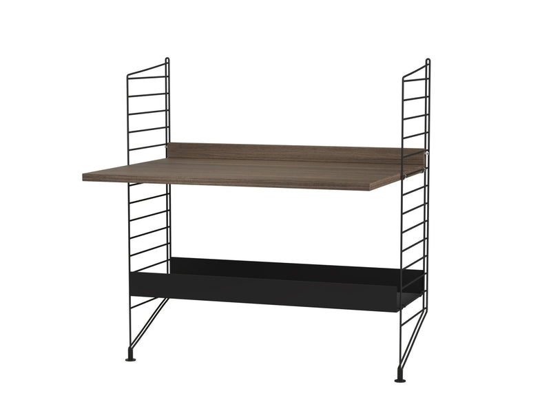 String Kids Room Shelving/Desk - Unit A - String Furniture - Shelving - Walnut/Black - HORNE