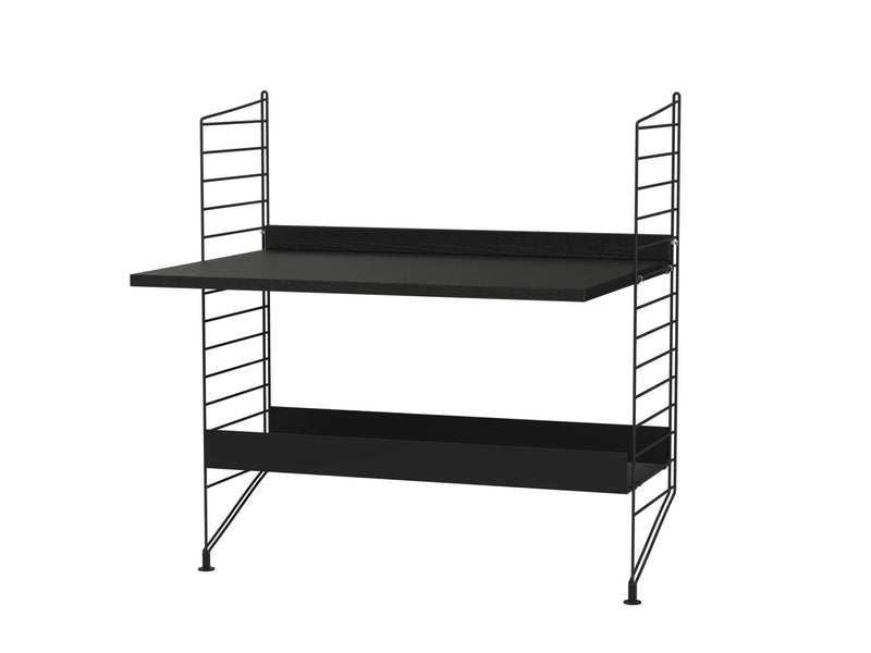 String Kids Room Shelving/Desk - Unit A - String Furniture - Shelving - Walnut/Black - HORNE