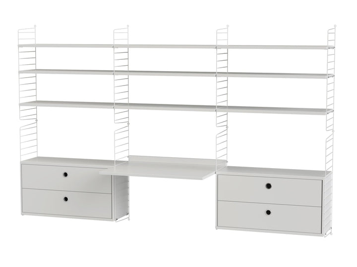 String Workspace Desk/Shelving - Unit F - String Furniture - Shelving - White - HORNE