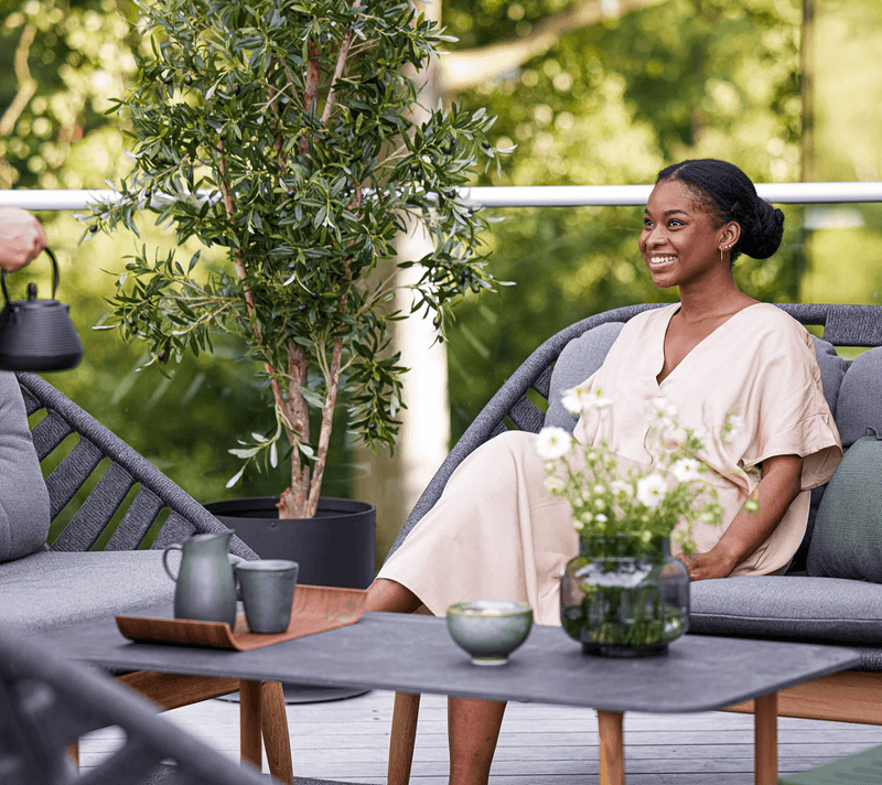 Strington 2 - Seater Sofa - Cane Line - Outdoor Furniture - Taupe AirTouch w/ Teak Frame - HORNE