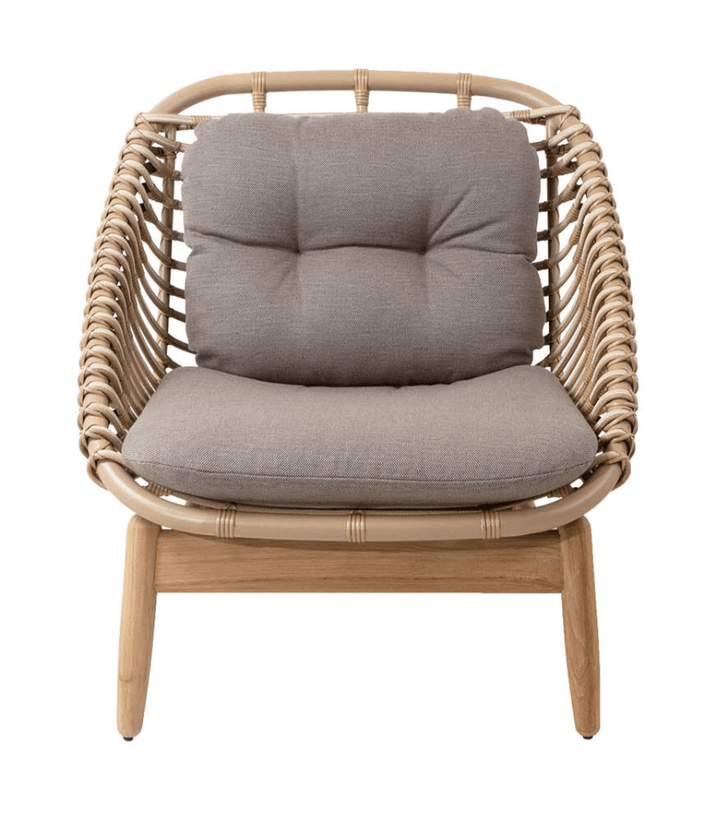 Strington Lounge Chair - Cane Line - Outdoor Furniture - Taupe AirTouch w/ Teak Frame - HORNE