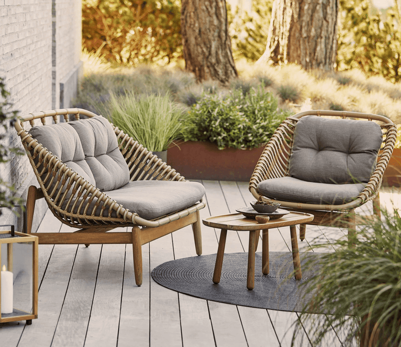 Strington Lounge Chair - Cane Line - Outdoor Furniture - Taupe AirTouch w/ Teak Frame - HORNE