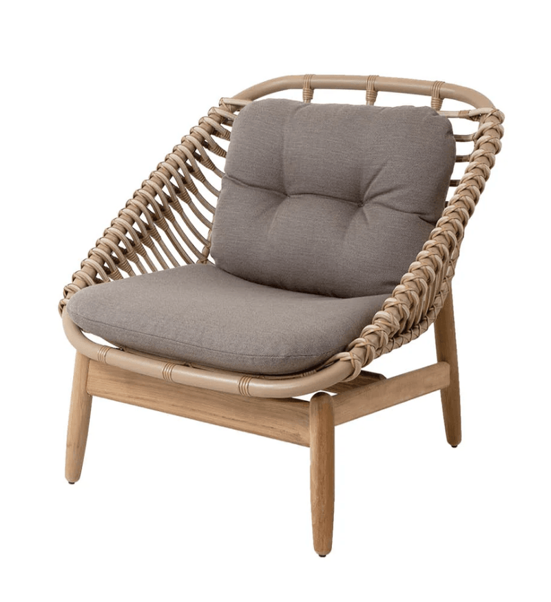 Strington Lounge Chair - Cane Line - Outdoor Furniture - Taupe AirTouch w/ Teak Frame - HORNE