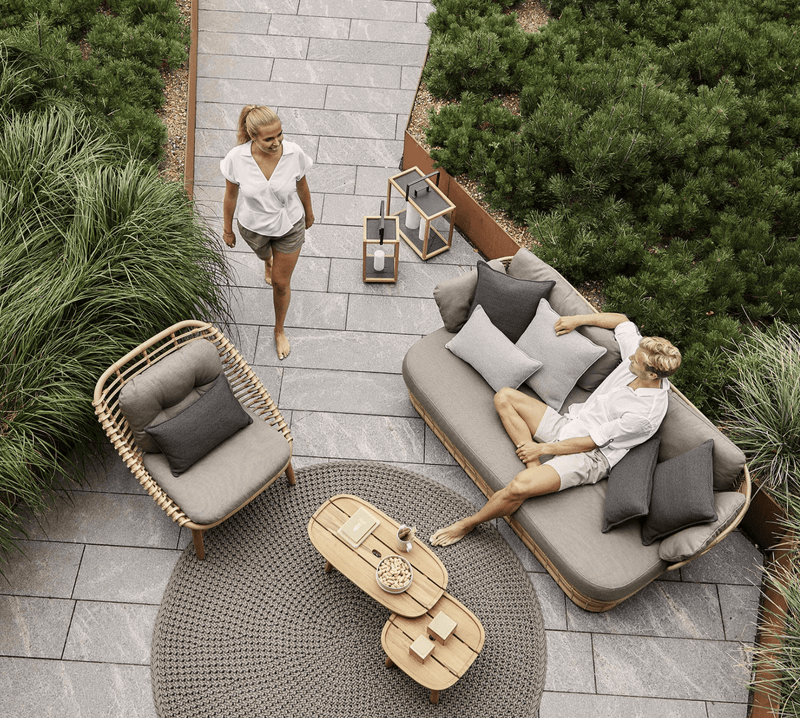 Strington Lounge Chair - Cane Line - Outdoor Furniture - Taupe AirTouch w/ Teak Frame - HORNE