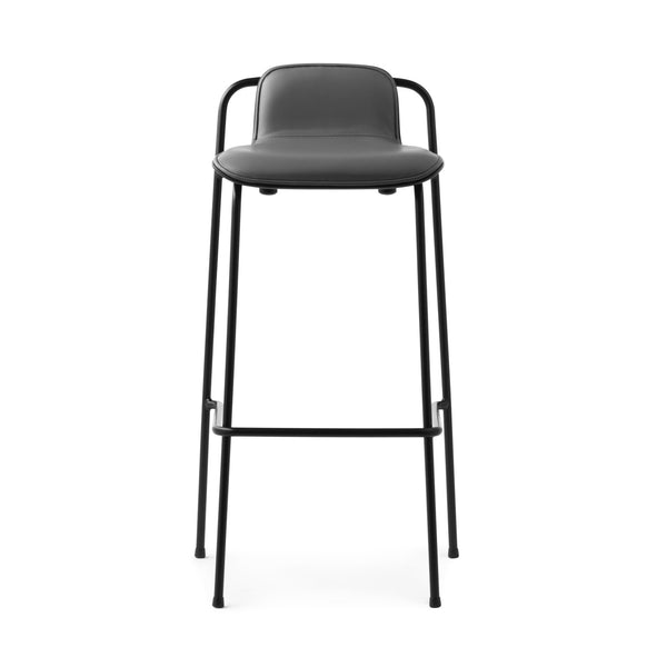 Studio Barstool - Front Upholstery - Normann Copenhagen - Chairs - Black / Ultra Leather - 75 cm - HORNE