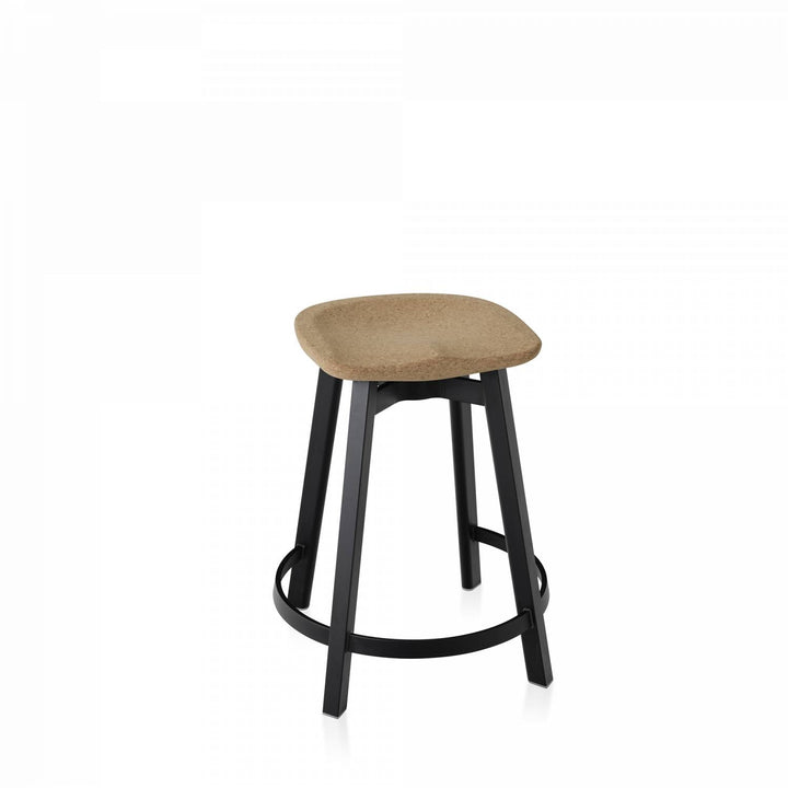 Su by Nano Counter Stool - Emeco - Stools + Benches + Ottomans - Cork - Black Anodized Aluminum - HORNE