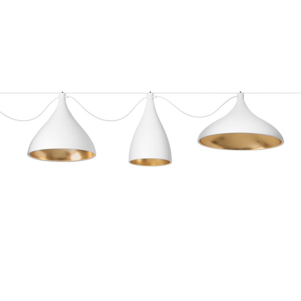 Swell XL String 3 Pendant - Mixed - Pablo Designs - Chandeliers - White/Brass - HORNE