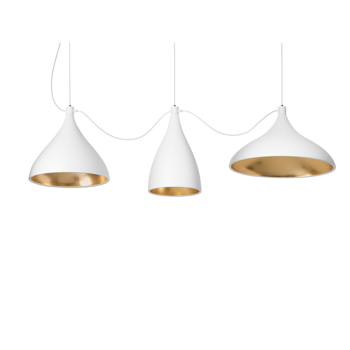 Swell XL String 3 Pendant - Mixed - Pablo Designs - Chandeliers - White/Brass - HORNE