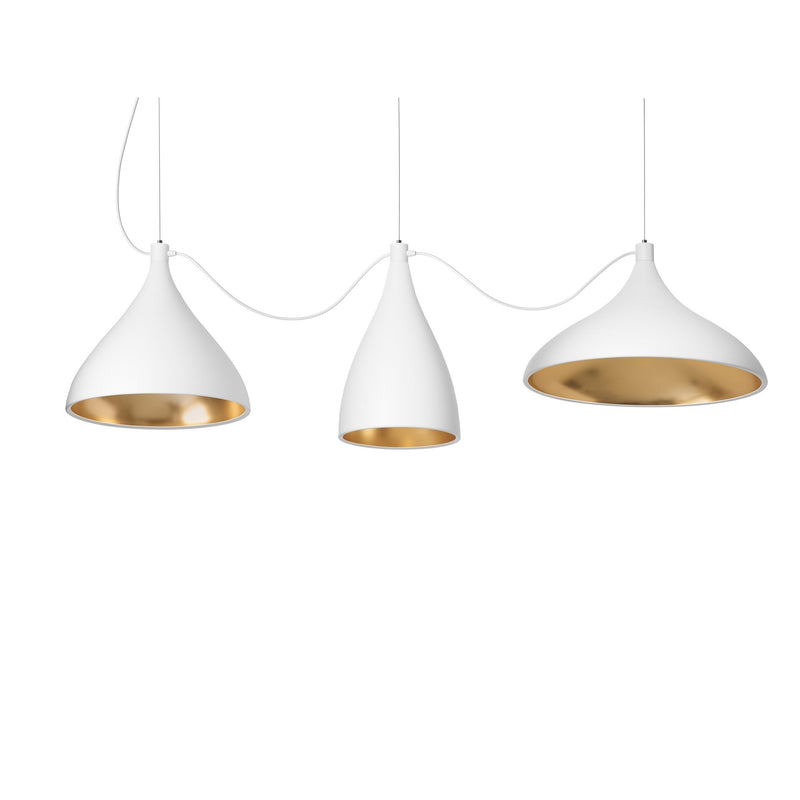 Swell XL String 3 Pendant - Mixed - Pablo Designs - Chandeliers - White/Brass - HORNE